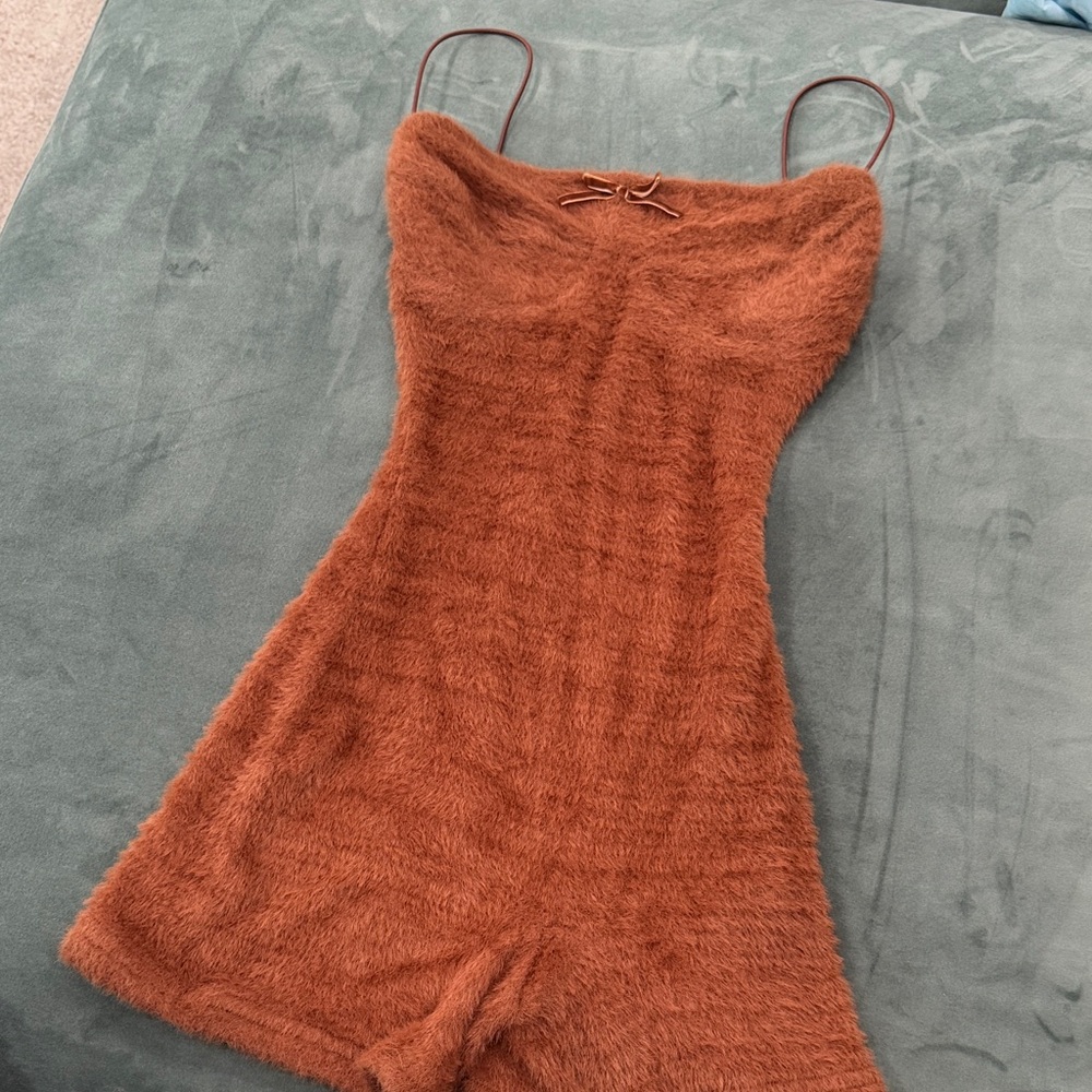 Cozy Brown Fuzzy Romper